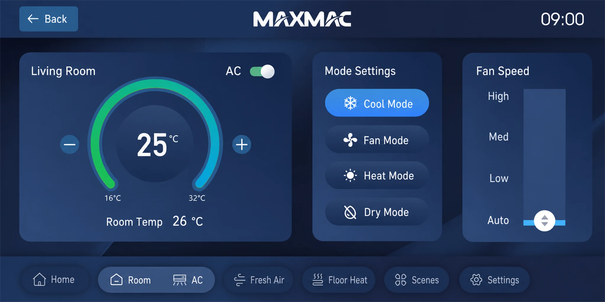 MAXMAC A23 独立房间空调控制界面