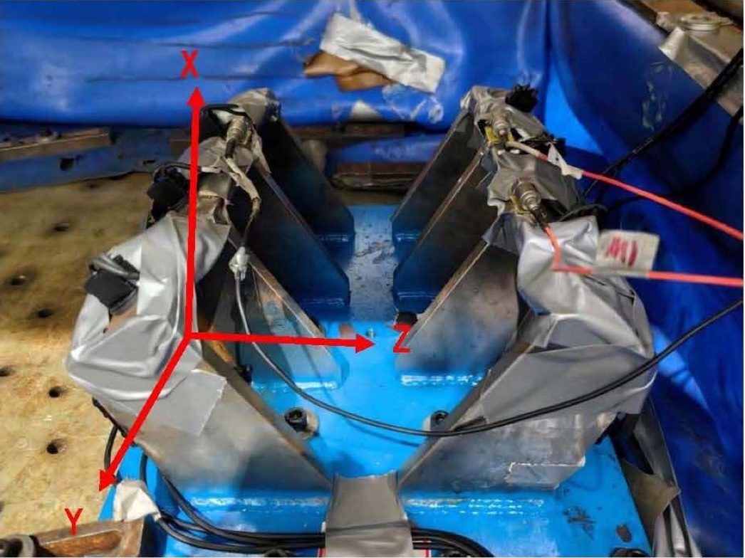 安装夹具及原始 X/Y/Z 轴向标记