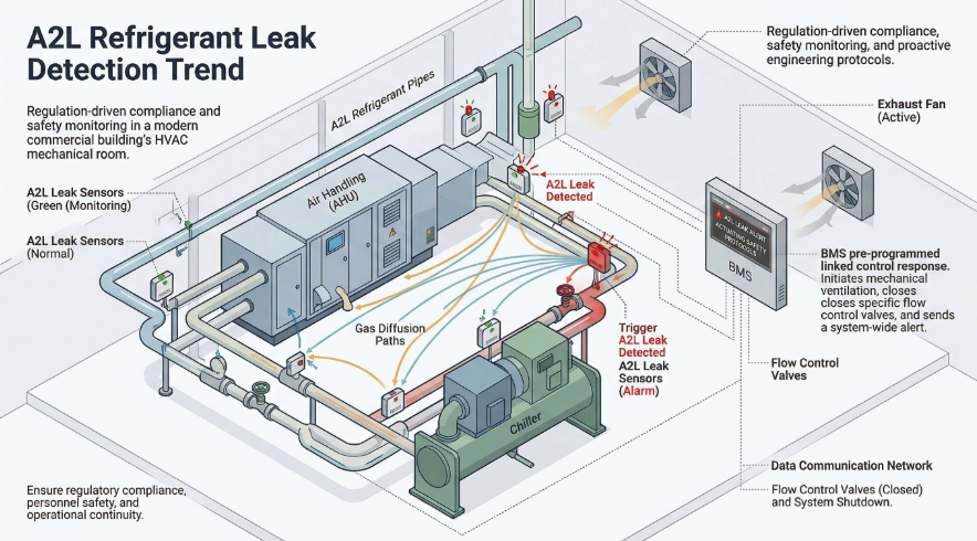 Illustration of A2L and refrigerant leak detection trends