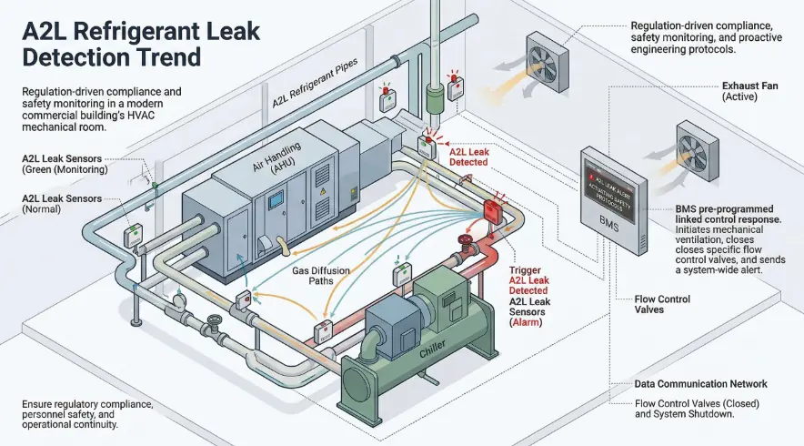 Illustration of A2L and refrigerant leak detection trends