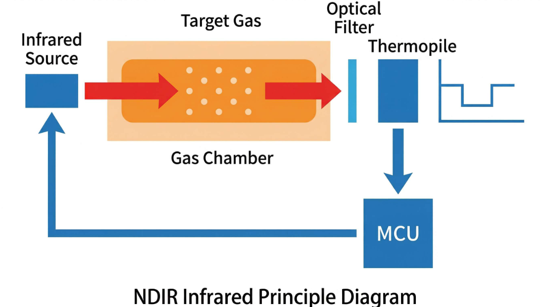 NDIR CO₂センサー構造のイメージ