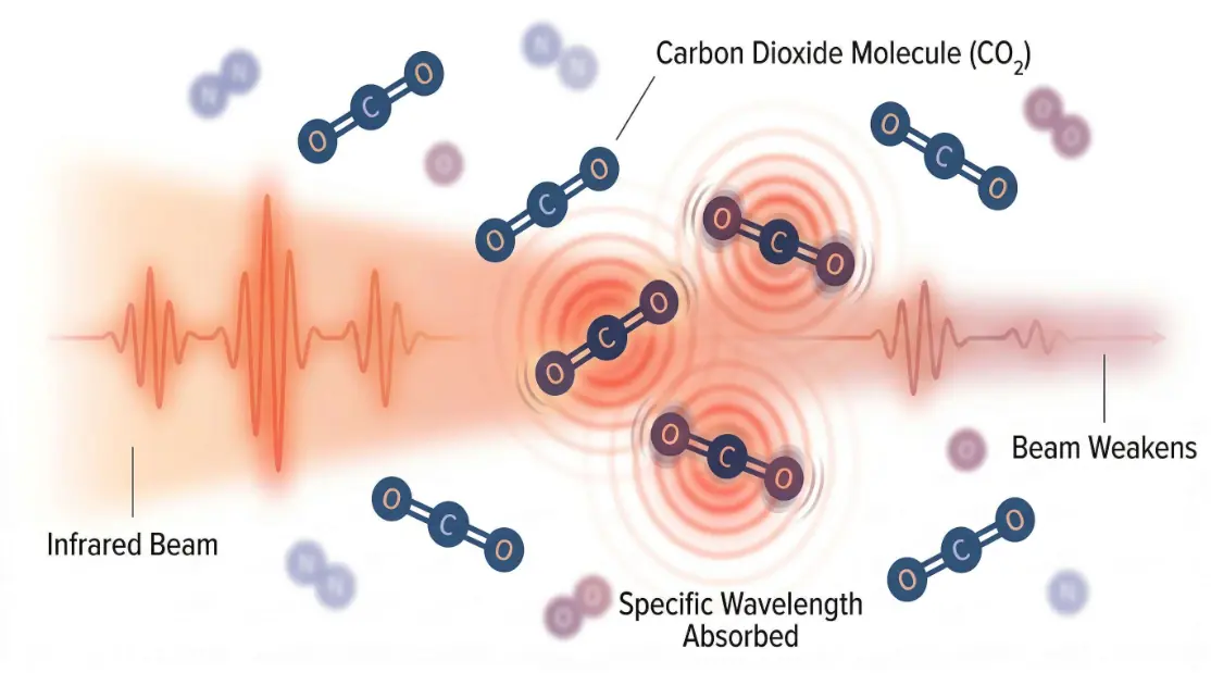 NDIR CO2 传感器红外吸收与浓度测量原理